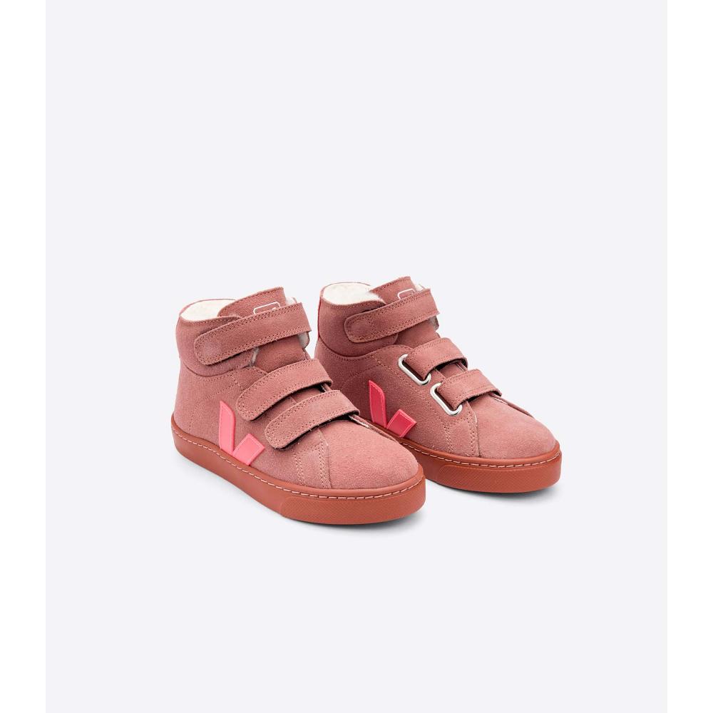 Kids' Veja ESPLAR MID FURED SUEDE High Tops Red | SG 699HAP